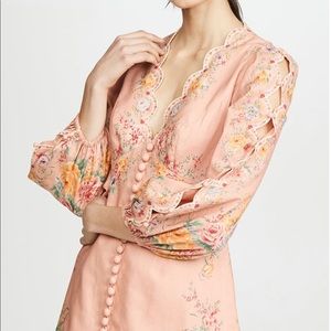 Zimmerman Dress Zinnia Scallop Mini Floral Dress Size 0